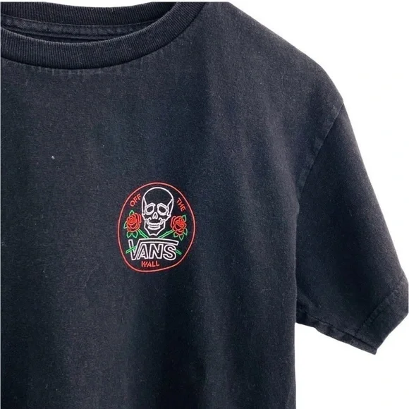 Vans Black Skull Tee Shirt, Small- EUC - Picture 2 of 5
